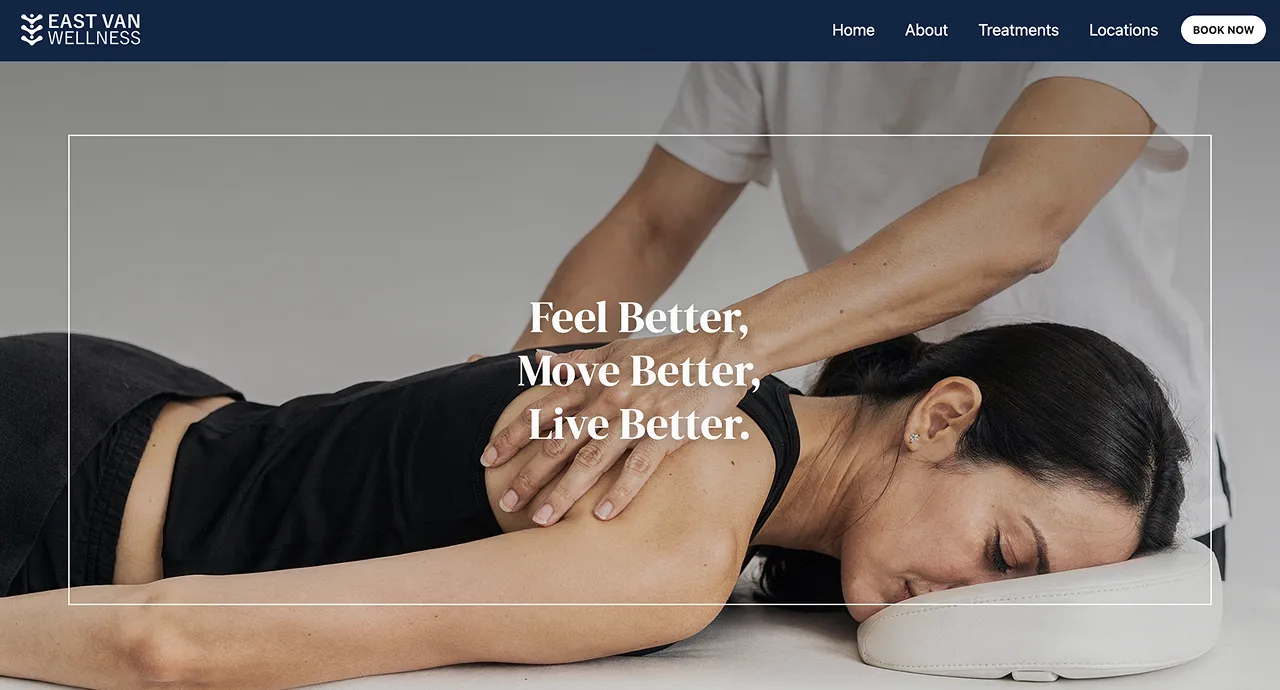 East Van Wellness website homepage