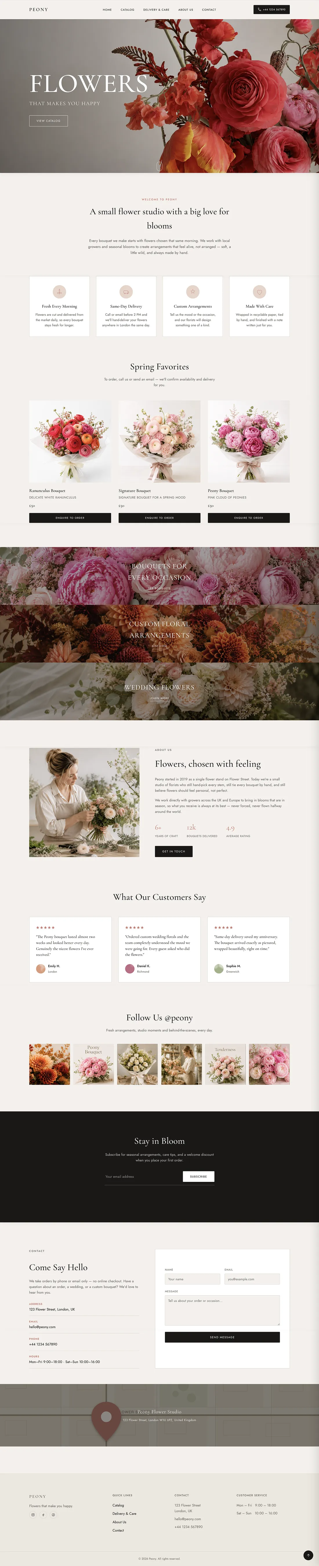 Peony full website preview