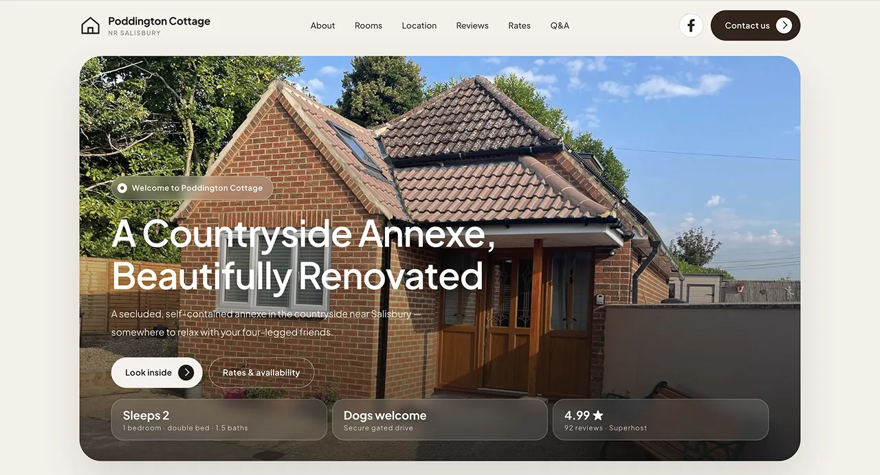 Poddington Cottage website homepage